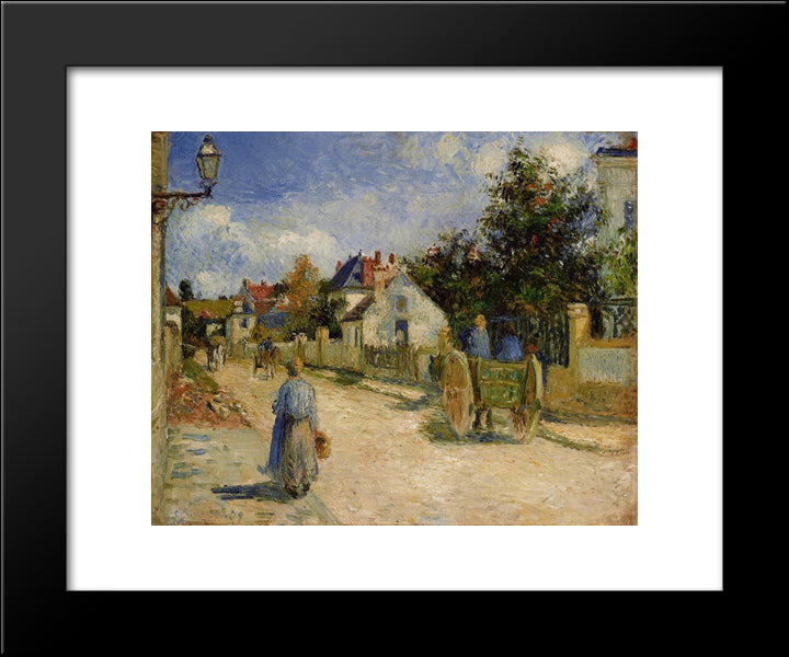 A Street In Pontoise 20x24 Black Modern Wood Framed Art Print Poster by Pissarro, Camille