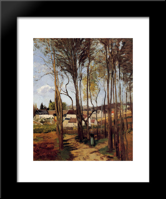 A Village Through The Trees 20x24 Black Modern Wood Framed Art Print Poster by Pissarro, Camille