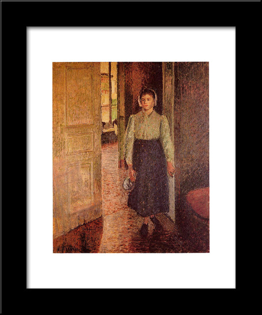 A Young Maid 20x24 Black Modern Wood Framed Art Print Poster by Pissarro, Camille