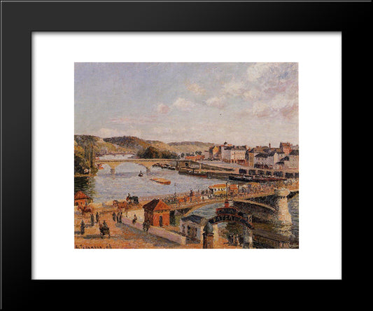 Afternoon, Sun, Rouen 20x24 Black Modern Wood Framed Art Print Poster by Pissarro, Camille