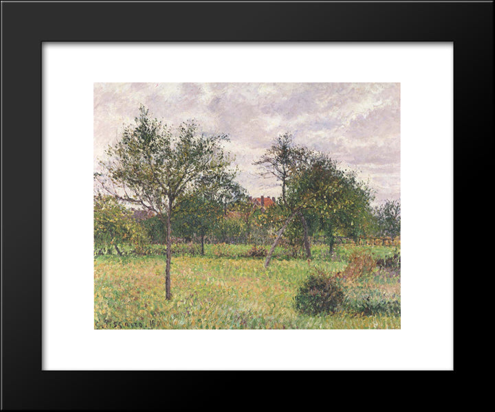 Afternoon In Eragny Grey Weather 20x24 Black Modern Wood Framed Art Print Poster by Pissarro, Camille