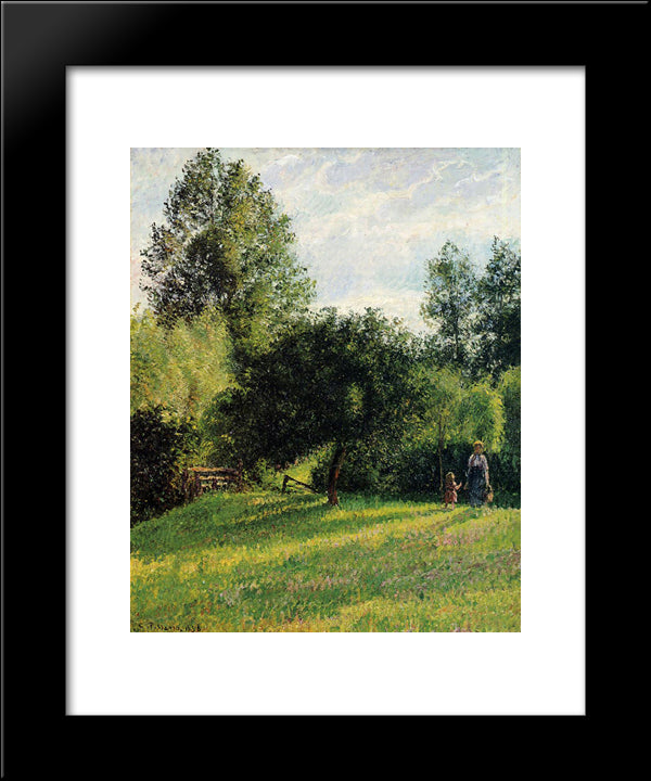 Apple Trees, Sunset, Eragny 20x24 Black Modern Wood Framed Art Print Poster by Pissarro, Camille
