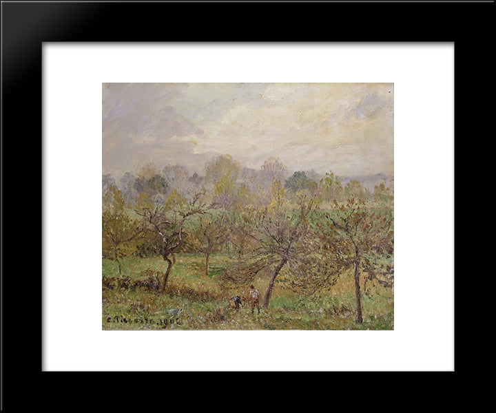 Autumn, Morning Mist, Eragny-Sur-Epte 20x24 Black Modern Wood Framed Art Print Poster by Pissarro, Camille