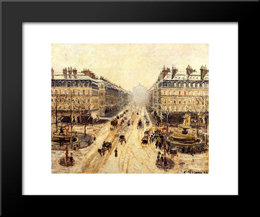Avenue De L'Opera - Effect Of Snow 20x24 Black Modern Wood Framed Art Print Poster by Pissarro, Camille