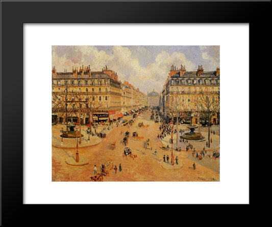 Avenue De L'Opera Morning Sunshine 20x24 Black Modern Wood Framed Art Print Poster by Pissarro, Camille