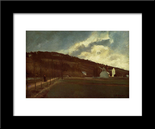 Banks Of The River Marne In Winter 20x24 Black Modern Wood Framed Art Print Poster by Pissarro, Camille