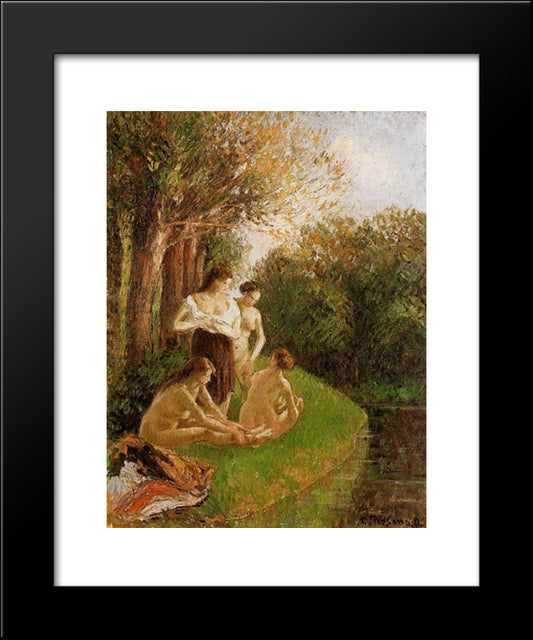 Bathers 2 20x24 Black Modern Wood Framed Art Print Poster by Pissarro, Camille