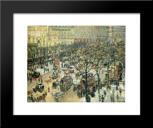 Boulevard Des Italiens Morning, Sunlight 20x24 Black Modern Wood Framed Art Print Poster by Pissarro, Camille