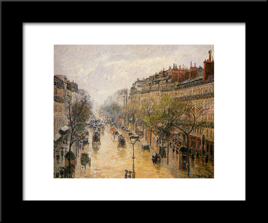 Boulevard Montmartre, Spring Rain 20x24 Black Modern Wood Framed Art Print Poster by Pissarro, Camille