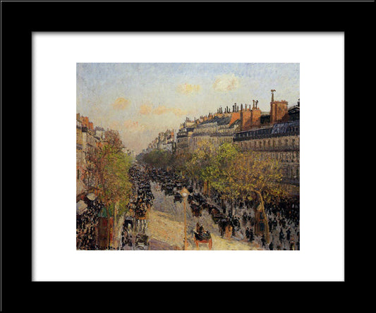 Boulevard Montmartre, Sunset 20x24 Black Modern Wood Framed Art Print Poster by Pissarro, Camille