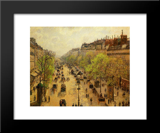 Boulevard Montmartre Spring 20x24 Black Modern Wood Framed Art Print Poster by Pissarro, Camille