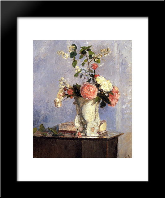 Bouquet Of Flowers 20x24 Black Modern Wood Framed Art Print Poster by Pissarro, Camille