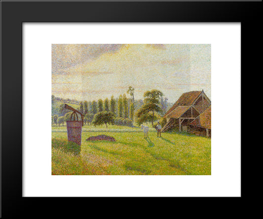 Brickworks At Eragny 20x24 Black Modern Wood Framed Art Print Poster by Pissarro, Camille