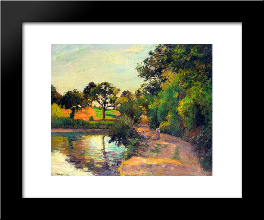 Bridge At Montfoucault 20x24 Black Modern Wood Framed Art Print Poster by Pissarro, Camille