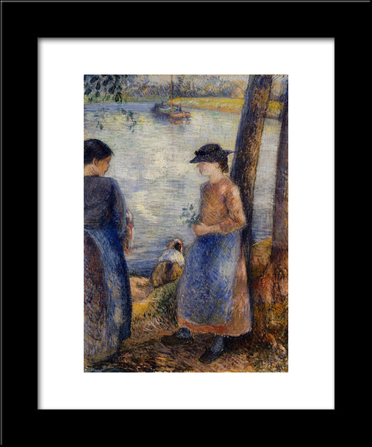 By The Water 20x24 Black Modern Wood Framed Art Print Poster by Pissarro, Camille