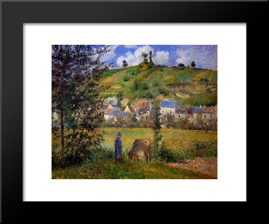 Chaponval Landscape 20x24 Black Modern Wood Framed Art Print Poster by Pissarro, Camille