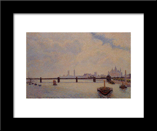 Charing Cross Bridge, London 20x24 Black Modern Wood Framed Art Print Poster by Pissarro, Camille