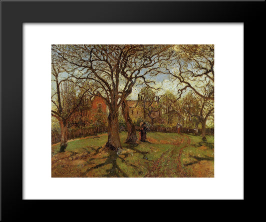 Chestnut Trees, Louveciennes, Spring 20x24 Black Modern Wood Framed Art Print Poster by Pissarro, Camille