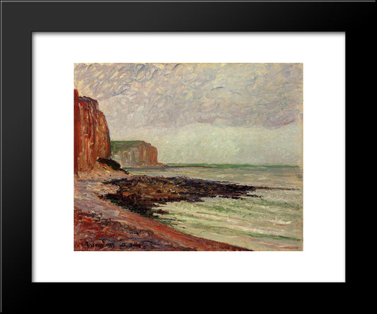 Cliffs At Petit Dalles 20x24 Black Modern Wood Framed Art Print Poster by Pissarro, Camille
