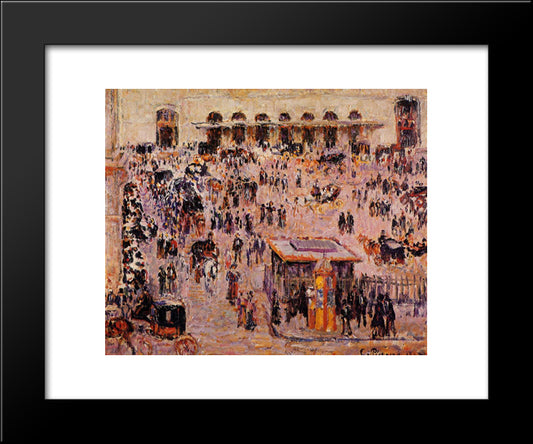 Cour Du Havre (Gare St. Lazare) 20x24 Black Modern Wood Framed Art Print Poster by Pissarro, Camille
