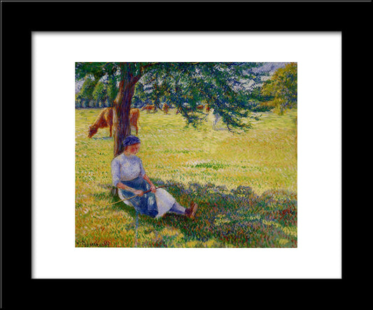 Cowgirl, Eragny 20x24 Black Modern Wood Framed Art Print Poster by Pissarro, Camille