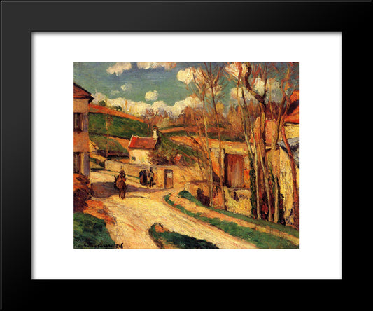 Crossroads At L'Hermitage, Pontoise 20x24 Black Modern Wood Framed Art Print Poster by Pissarro, Camille