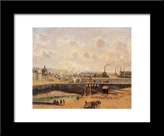 Dieppe, Dunquesne Basin, Low Tide, Sun, Morning 20x24 Black Modern Wood Framed Art Print Poster by Pissarro, Camille