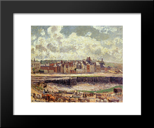 Dieppe, Dunquesne Basin, Sunlight Effect, Morning, Low Tide 20x24 Black Modern Wood Framed Art Print Poster by Pissarro, Camille