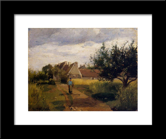 Entering A Village 20x24 Black Modern Wood Framed Art Print Poster by Pissarro, Camille