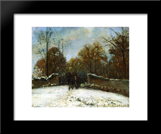 Entering The Forest Of Marly (Snow Effect) 20x24 Black Modern Wood Framed Art Print Poster by Pissarro, Camille