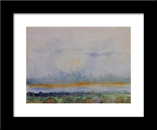Eragny, Sunset 20x24 Black Modern Wood Framed Art Print Poster by Pissarro, Camille