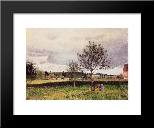 Eragny Landscape, Le Pre 20x24 Black Modern Wood Framed Art Print Poster by Pissarro, Camille