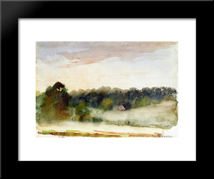 Eragny Landscape 20x24 Black Modern Wood Framed Art Print Poster by Pissarro, Camille