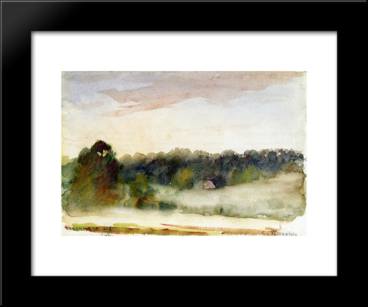Eragny Landscape 20x24 Black Modern Wood Framed Art Print Poster by Pissarro, Camille