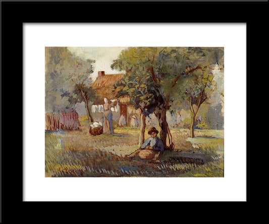 Family Garden 20x24 Black Modern Wood Framed Art Print Poster by Pissarro, Camille
