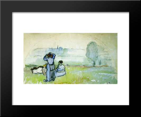 Fan Project 20x24 Black Modern Wood Framed Art Print Poster by Pissarro, Camille