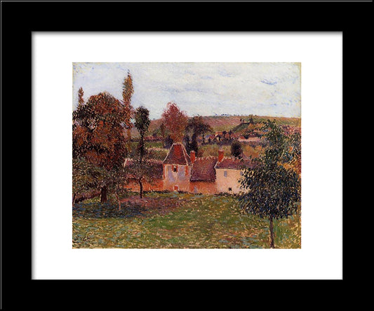 Farm At Basincourt 20x24 Black Modern Wood Framed Art Print Poster by Pissarro, Camille