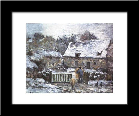 Farm At Montfoucault 2 20x24 Black Modern Wood Framed Art Print Poster by Pissarro, Camille