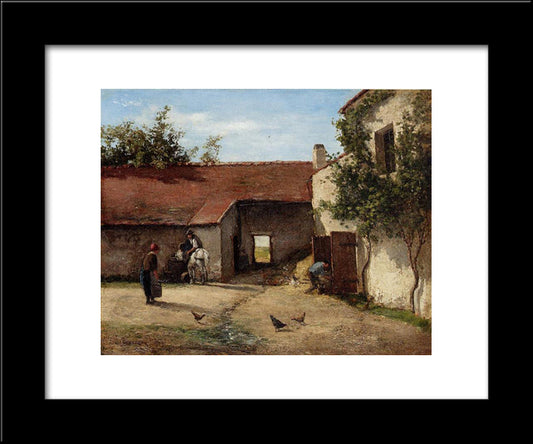 Farmyard 20x24 Black Modern Wood Framed Art Print Poster by Pissarro, Camille