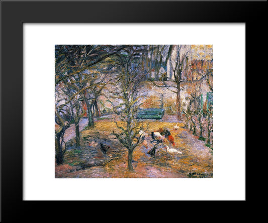 Farmyard At The Maison Rouge, Pontoise 20x24 Black Modern Wood Framed Art Print Poster by Pissarro, Camille