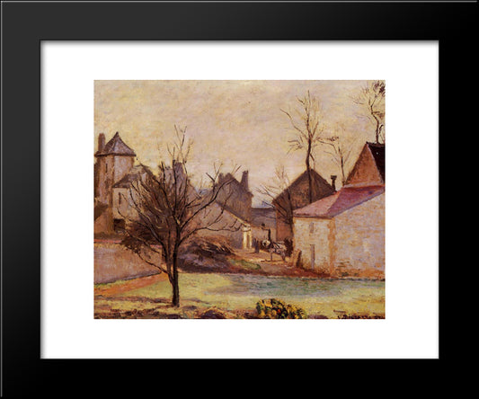 Farmyard In Pontoise 20x24 Black Modern Wood Framed Art Print Poster by Pissarro, Camille