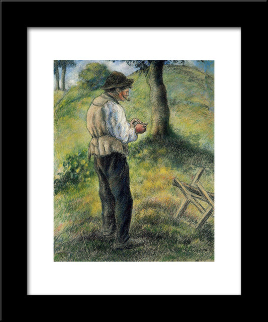 Father Melon Lighting His Pipe 20x24 Black Modern Wood Framed Art Print Poster by Pissarro, Camille
