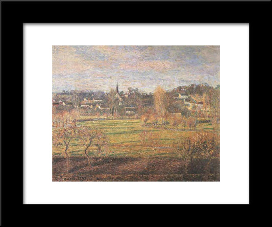 February, Sunrise, Bazincourt 20x24 Black Modern Wood Framed Art Print Poster by Pissarro, Camille