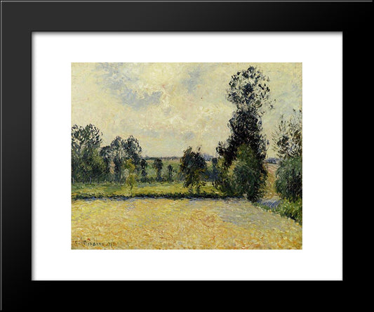 Field Of Oats In Eragny 20x24 Black Modern Wood Framed Art Print Poster by Pissarro, Camille