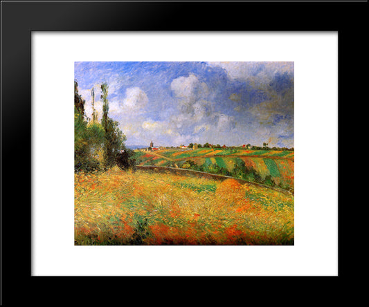 Fields 20x24 Black Modern Wood Framed Art Print Poster by Pissarro, Camille