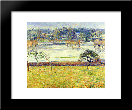 Flood, White Effect, Eragny 20x24 Black Modern Wood Framed Art Print Poster by Pissarro, Camille