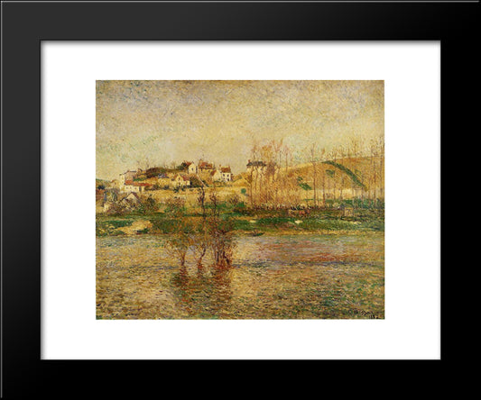 Flood In Pontoise 20x24 Black Modern Wood Framed Art Print Poster by Pissarro, Camille
