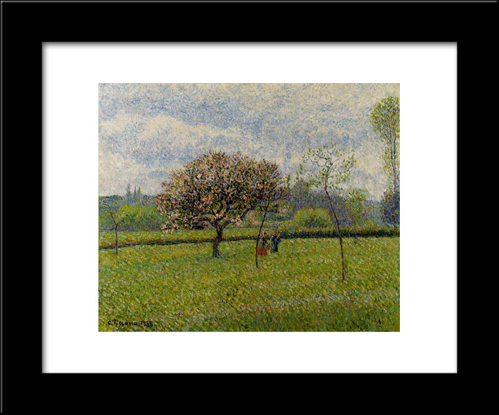 Flowering Apple Trees At Eragny 20x24 Black Modern Wood Framed Art Print Poster by Pissarro, Camille