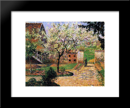 Flowering Plum Tree, Eragny 20x24 Black Modern Wood Framed Art Print Poster by Pissarro, Camille