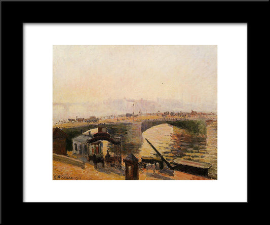 Fog, Morning, Rouen 20x24 Black Modern Wood Framed Art Print Poster by Pissarro, Camille